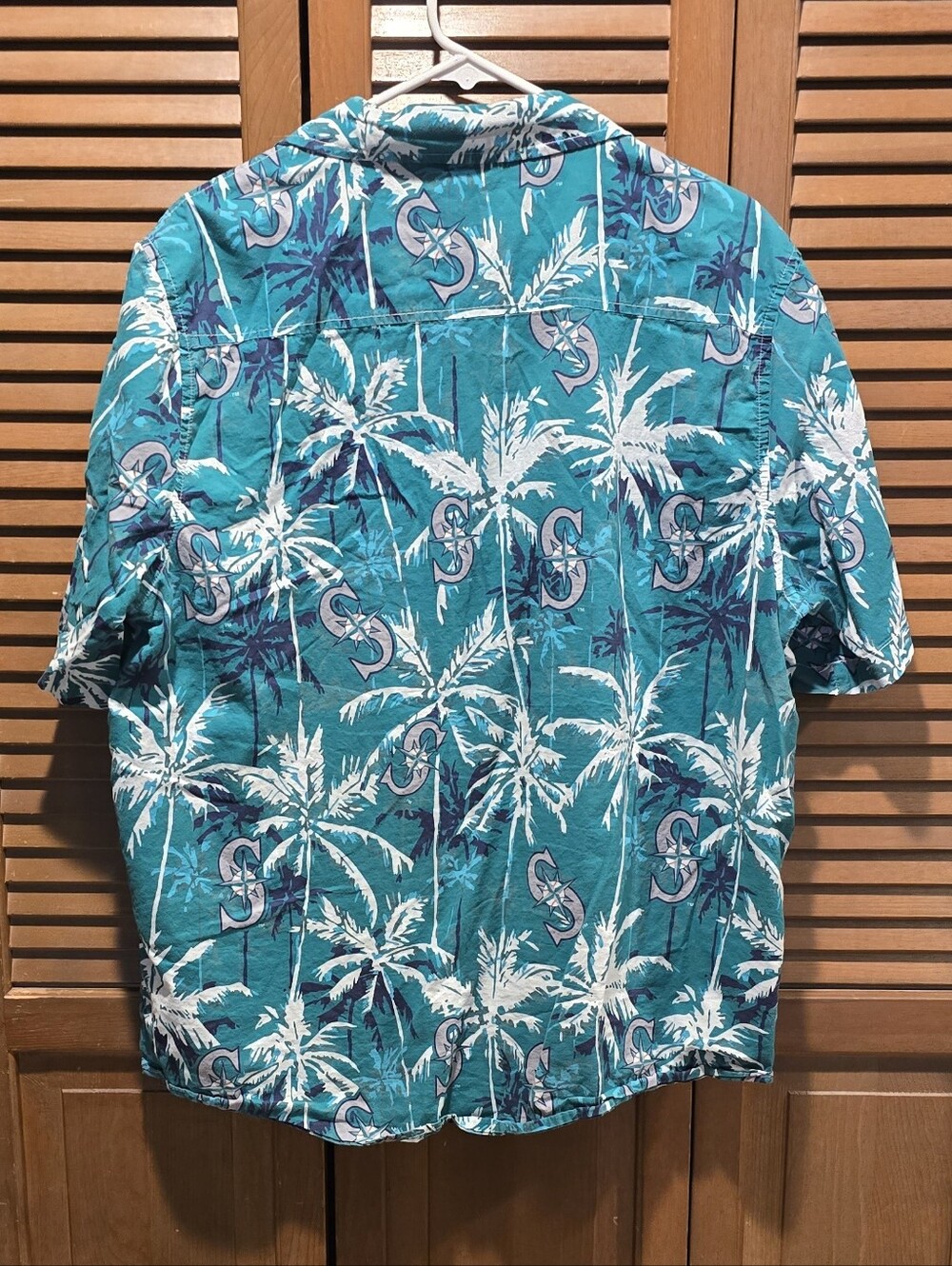 Seattle Mariners Hawaiian Palm Short Sleeve Button Up Shirt - Size XL - Picture 3 of 5